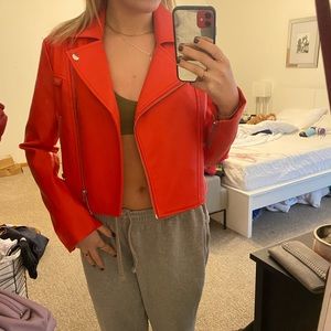Red leather jacket